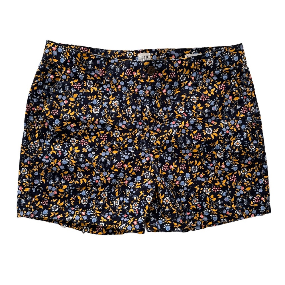 Gap City Women’s Navy Floral Cotton Chino Shorts | Size 8